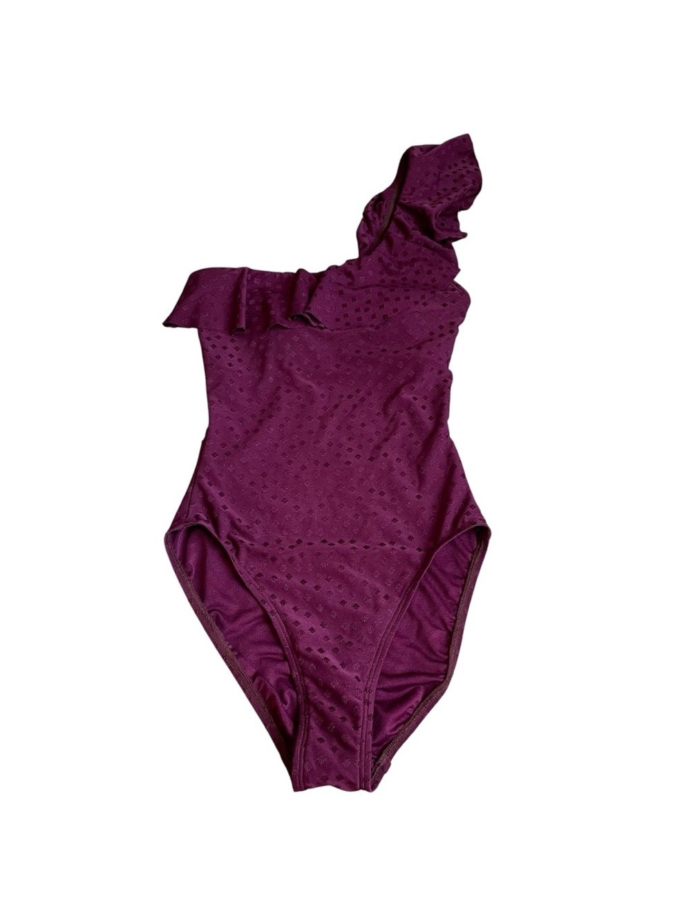 Robin Piccone Julianna One Shoulder One Piece Swimsuit Eggplants Size 4 Ruffle